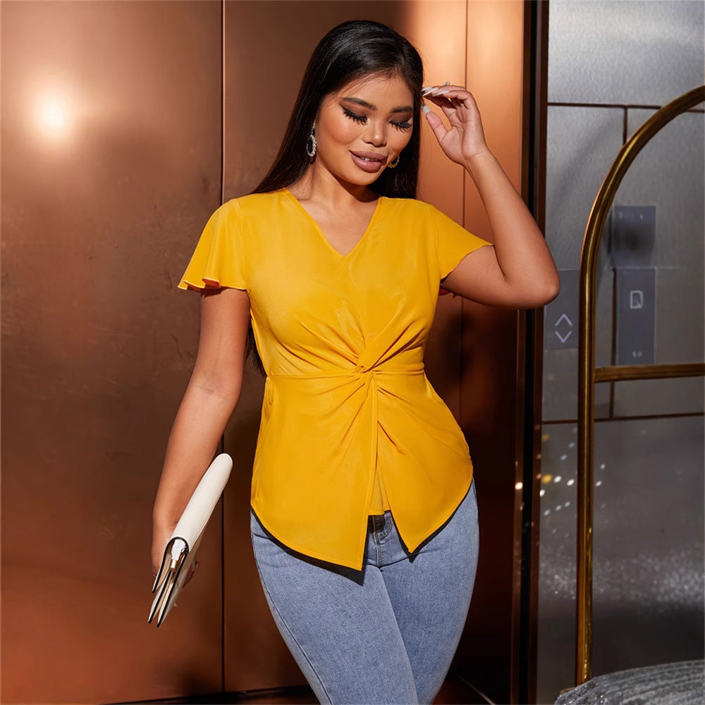 Top casual da donna con elegante design avvolgente W&W