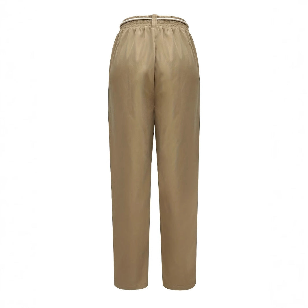 Pantaloni comodi da donna a vita alta con fascia elastica e coulisse