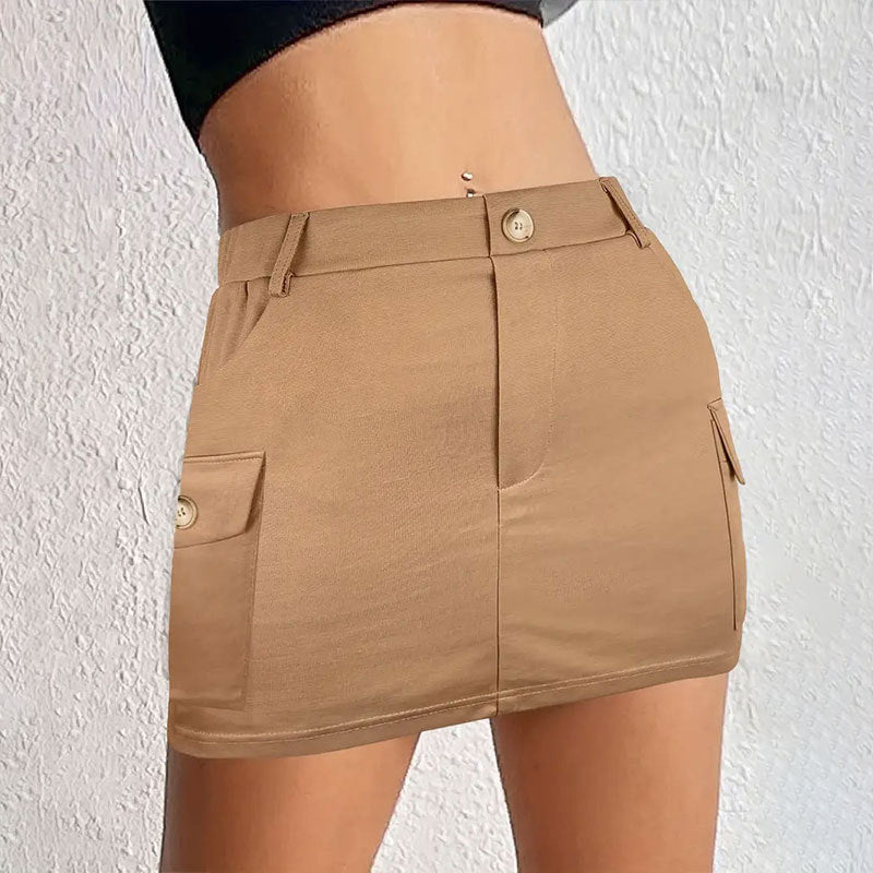 Minigonna cargo da donna con pratiche tasche laterali