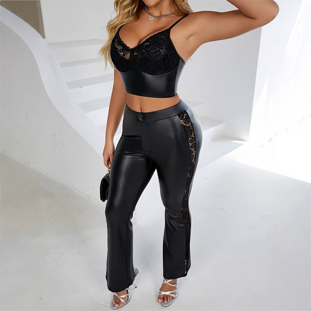 Leggings da donna con elegante pizzo e vita alta W&W