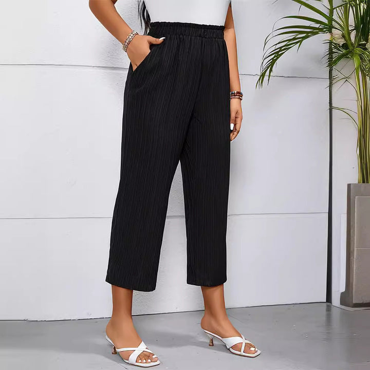 Pantalon plissé élégant pour femmes avec ceinture élastique – élégant, confortable et polyvalent