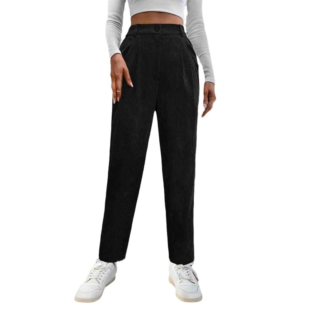 Pantaloni in velluto a coste da donna con taglio confortevole e tasche eleganti