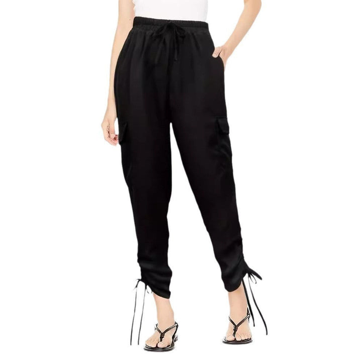 Pantaloni utility da donna per il tempo libero con vita elastica e orlo regolabile