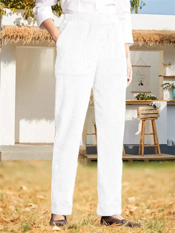 Marion - Pantalon en velours côtelé uni pour femmes