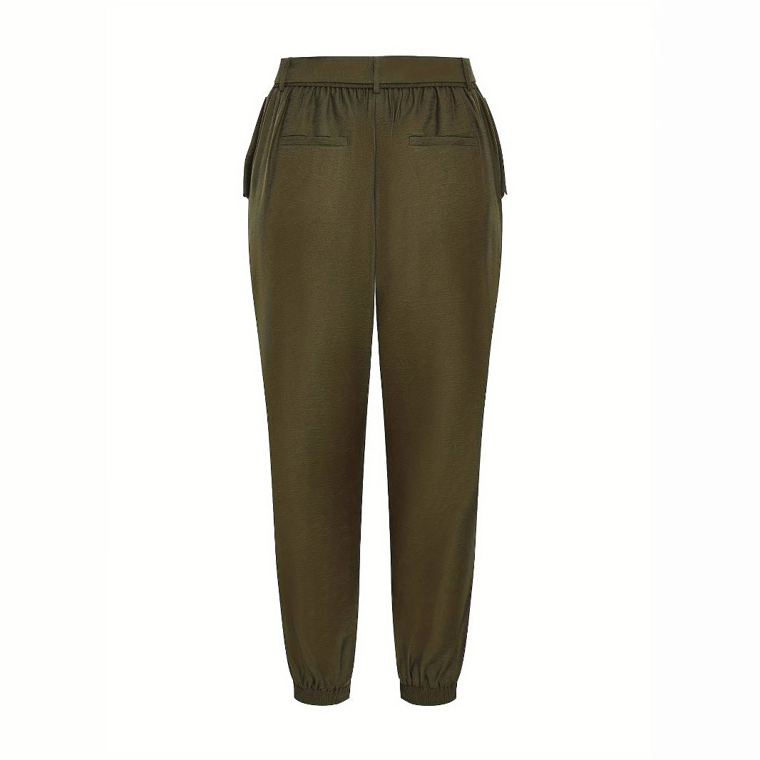 Pantaloni chino eleganti da donna a vita alta con cintura
