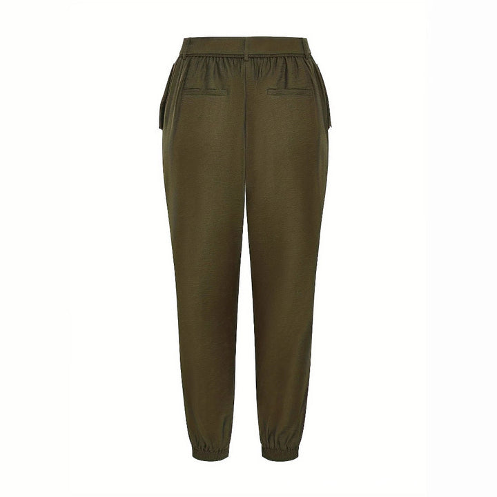 Pantaloni chino eleganti da donna a vita alta con cintura