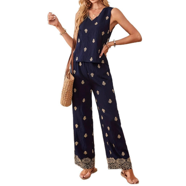 Set da donna con top senza maniche e pantaloni palazzo eleganti