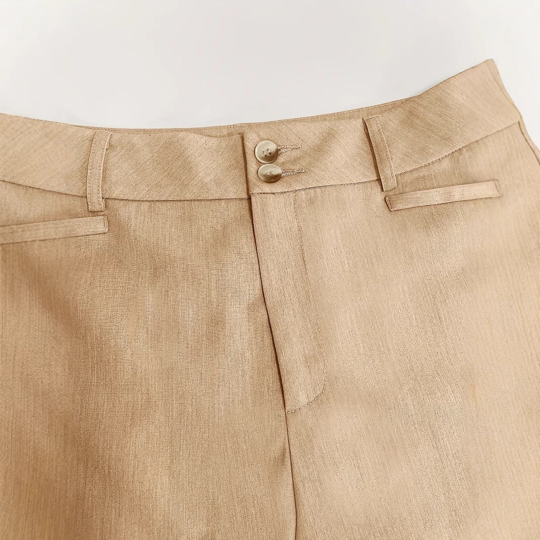 Pantaloni da donna eleganti e comodi a vita alta con bottoni decorativi
