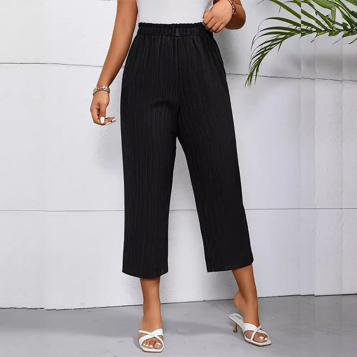 Pantalon plissé élégant pour femmes avec ceinture élastique – élégant, confortable et polyvalent