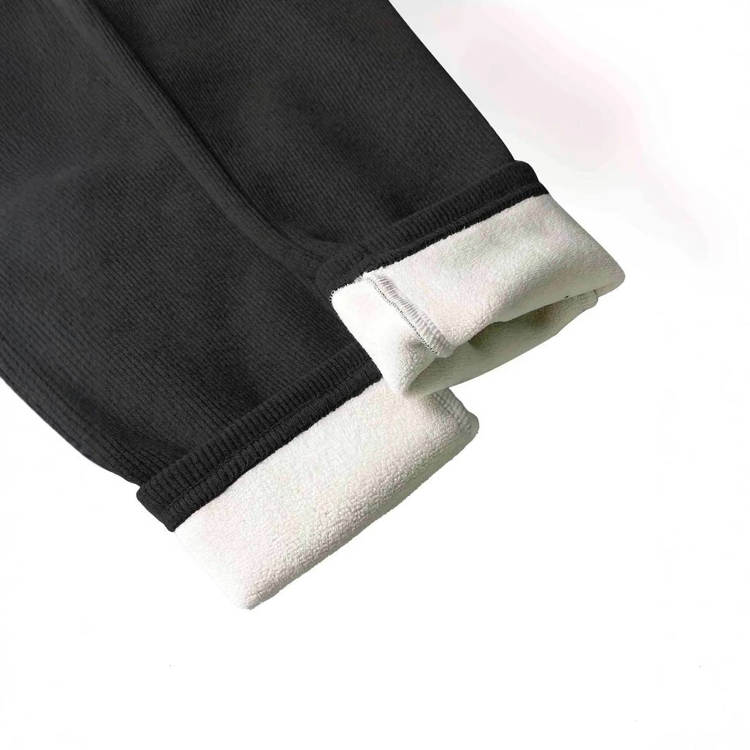 Leggings a coste di alta qualità da donna con vita alta e design decorativo