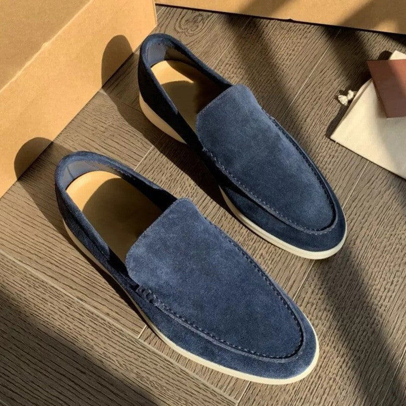 Elegant men's loafers made of suede – Comfortable slip-on casual shoes with non-slip sole