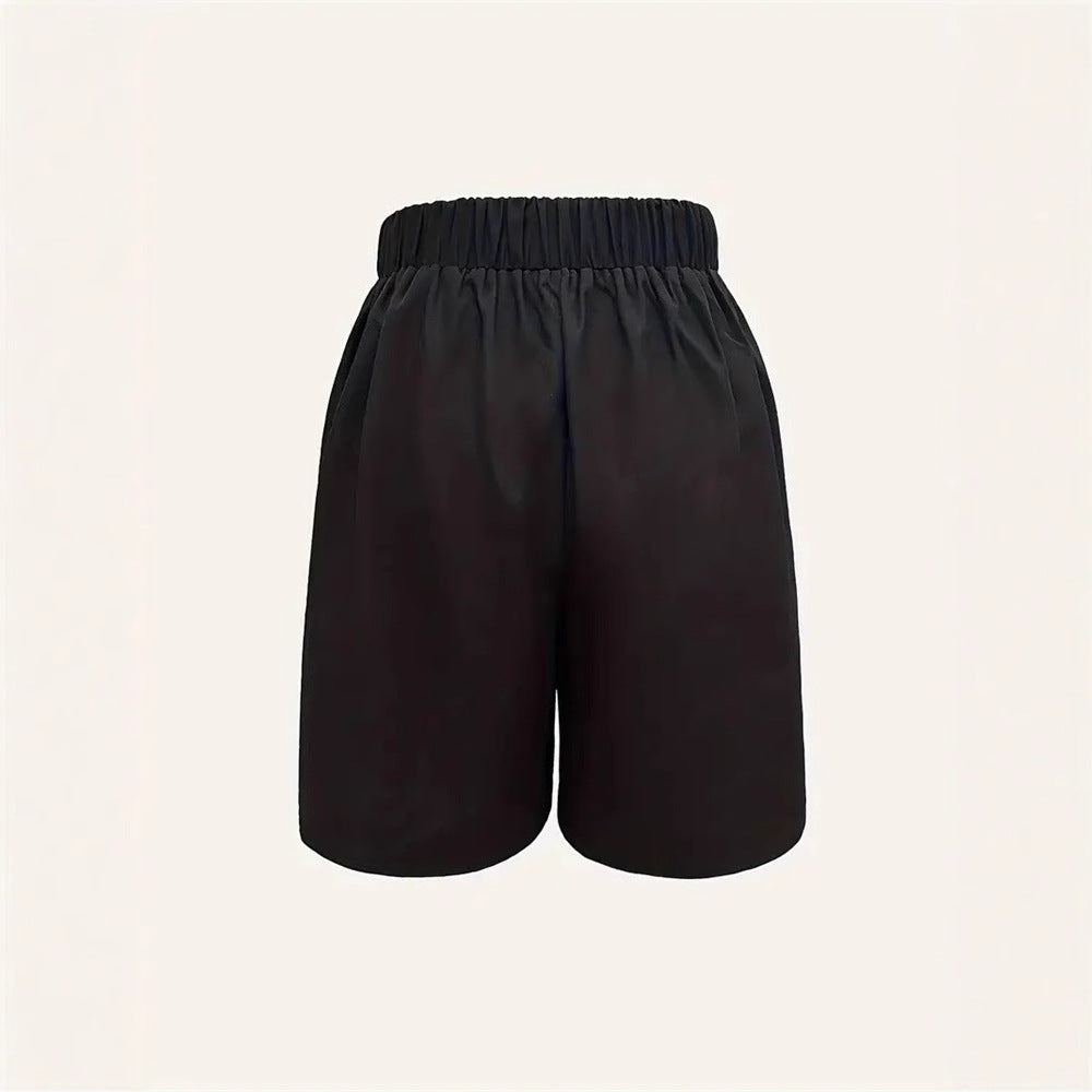 Shorts eleganti da donna a vita alta con pieghe decorative