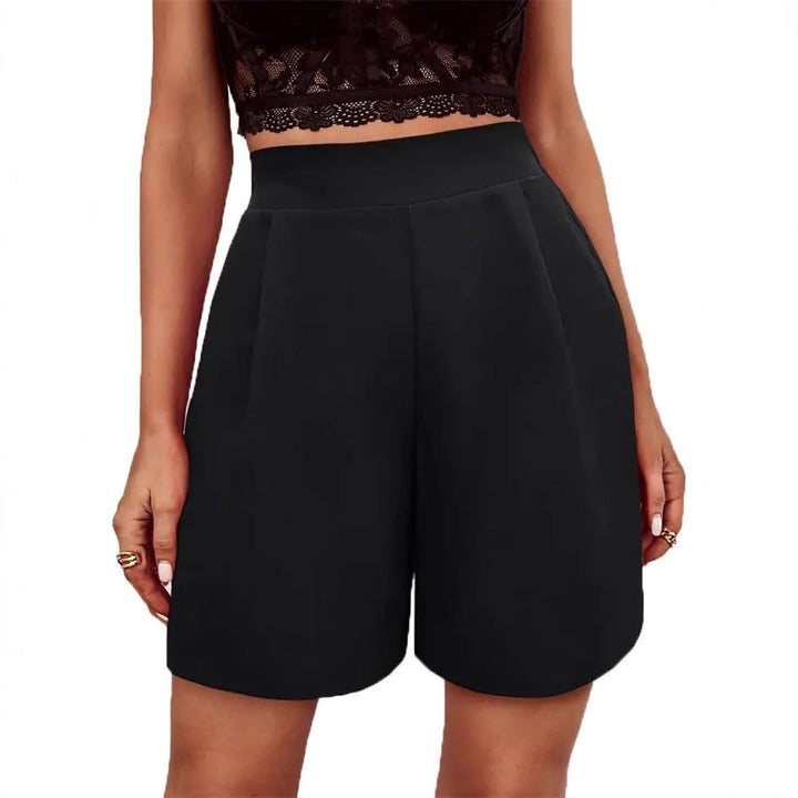 Shorts eleganti da donna a vita alta con pieghe decorative
