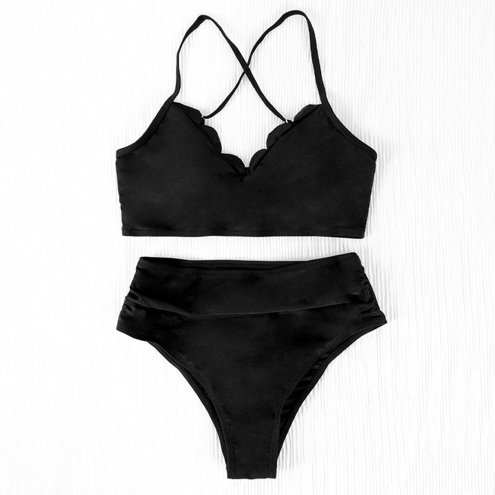 Damen Hochgeschnittener Bikini mit verspielten Trägern und hochwertigem Stoff