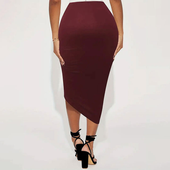 Gonna a portafoglio elegante da donna con motivo floreale e dettagli arricciati – gonna estiva femminile con spacco