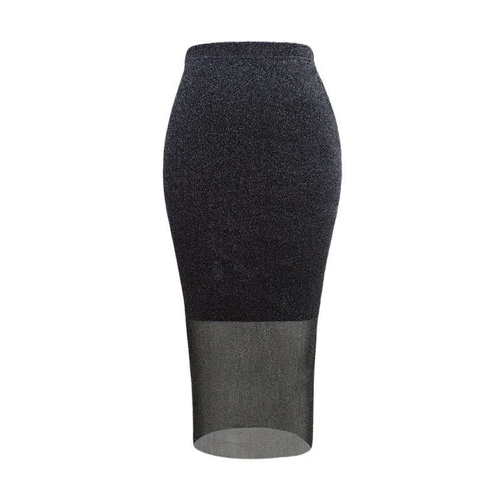 Gonna aderente da donna in tessuto elasticizzato con parte inferiore trasparente