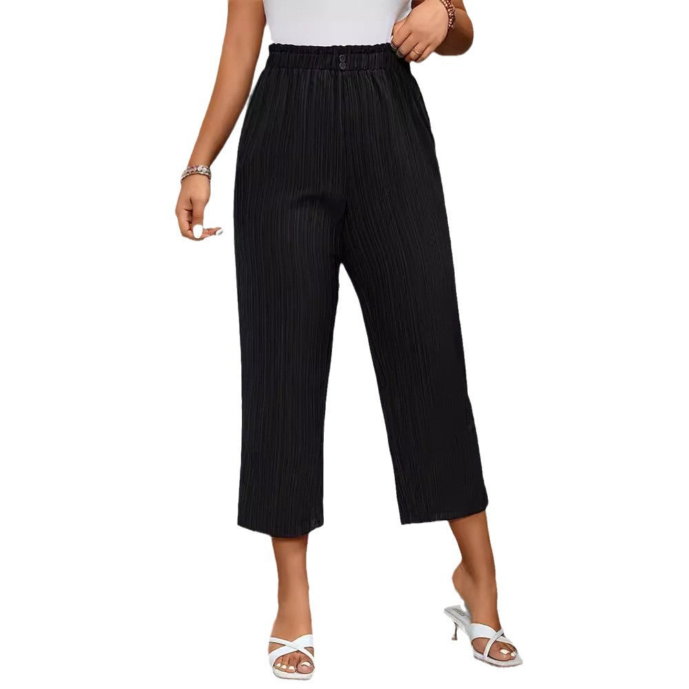 Pantalon plissé élégant pour femmes avec ceinture élastique – élégant, confortable et polyvalent