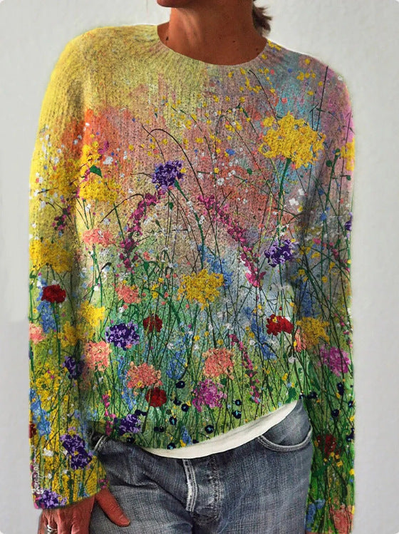 Sofia – Felpa in maglia con stampa floreale | Morbida, calda e elegante