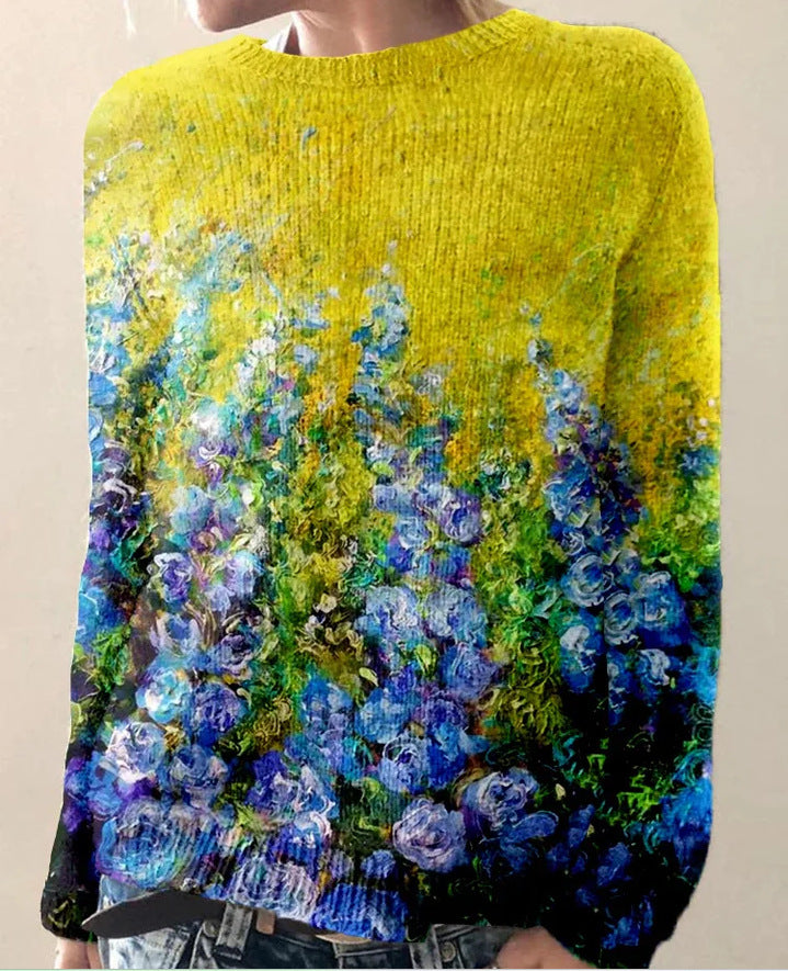 Sofia – Felpa in maglia con stampa floreale | Morbida, calda e elegante