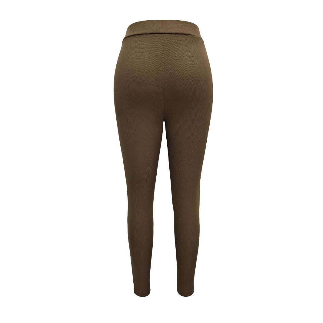 Leggings da donna a vita alta con design strutturato e cerniera decorativa