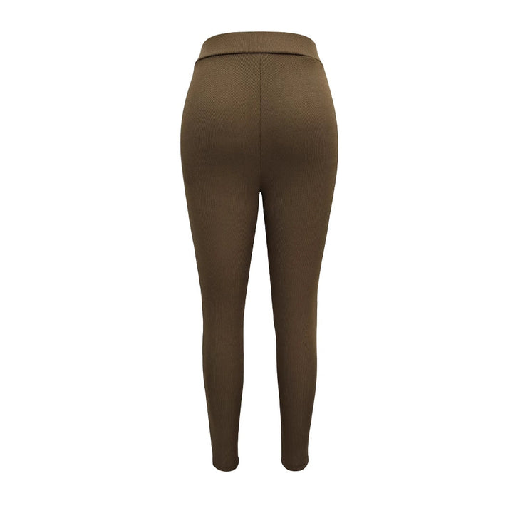 Leggings da donna a vita alta con design strutturato e cerniera decorativa