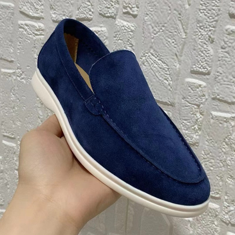 Elegant men's loafers made of suede – Comfortable slip-on casual shoes with non-slip sole