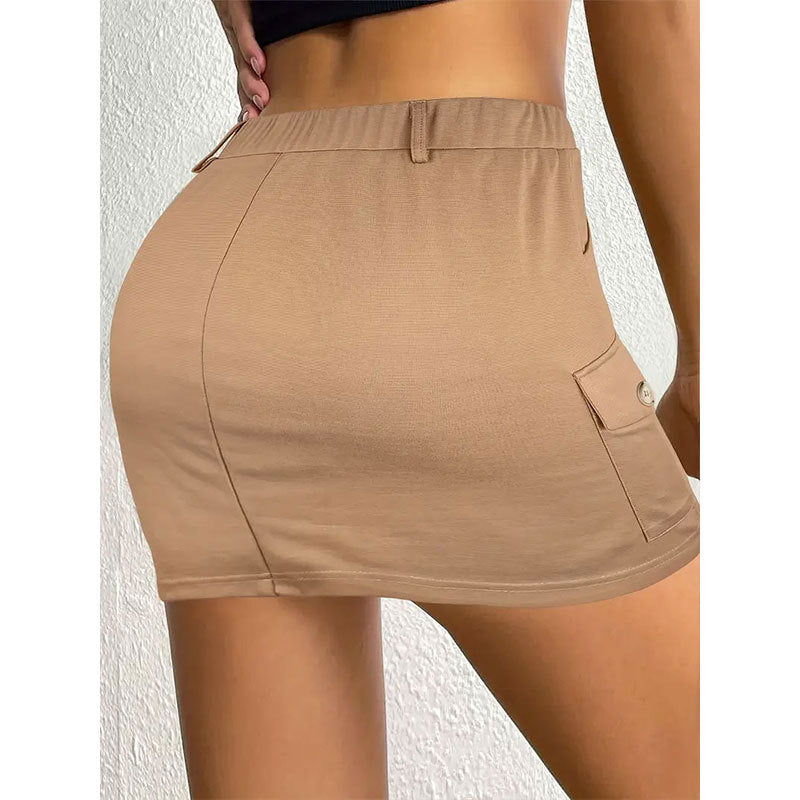 Minigonna cargo da donna con pratiche tasche laterali