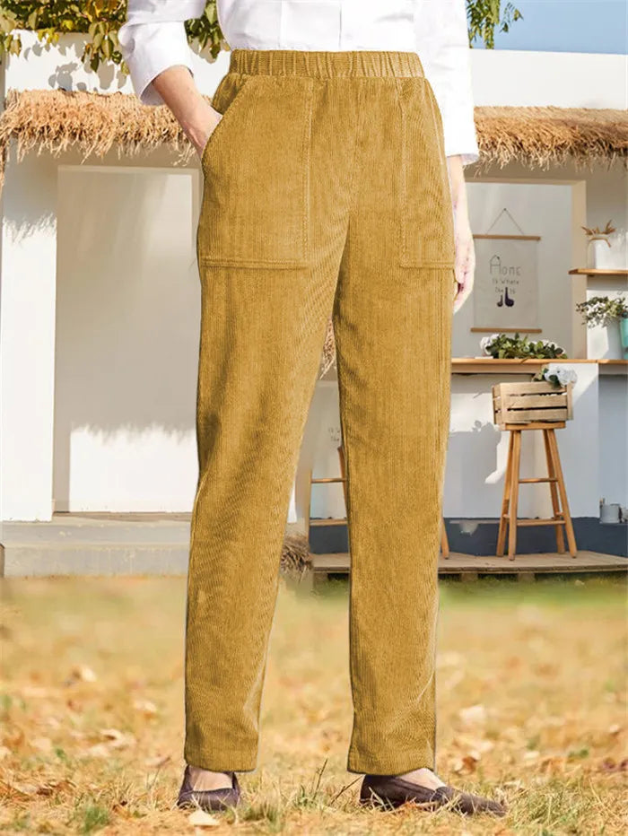 Marion - Pantalon en velours côtelé uni pour femmes