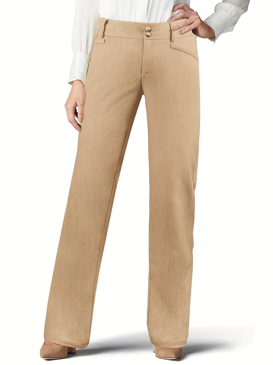 Pantaloni da donna eleganti e comodi a vita alta con bottoni decorativi