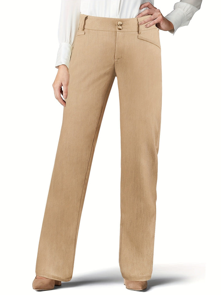 Pantaloni da donna eleganti e comodi a vita alta con bottoni decorativi