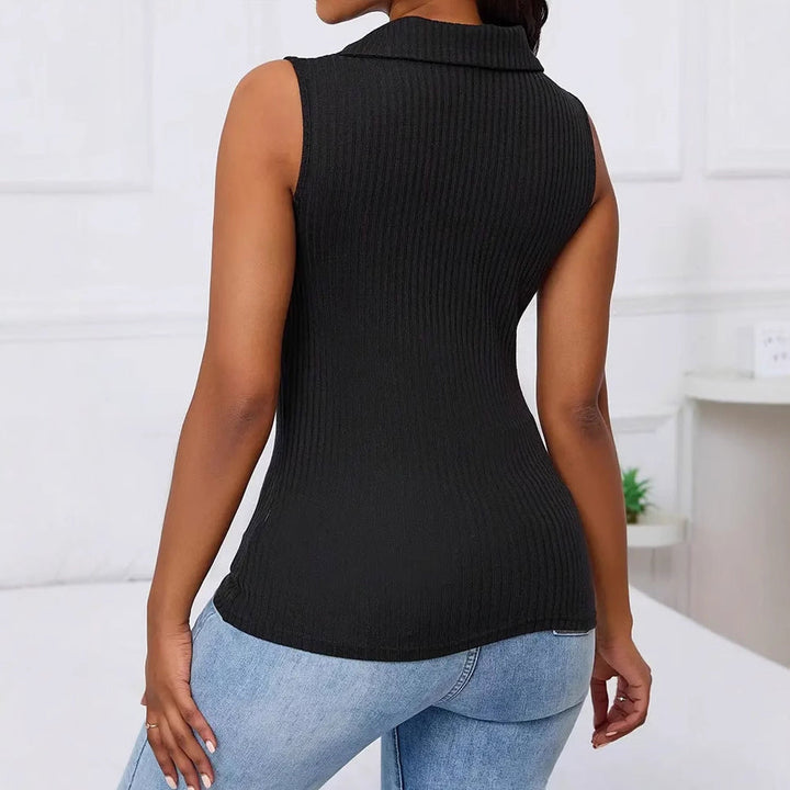 Maglione da donna body con colletto e dettagli con bottoni
