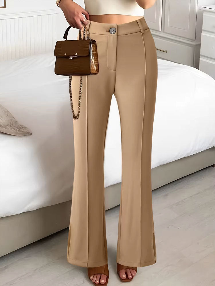Elegante pantaloni palazzo fluidi con vita alta – Tessuto traspirante e leggero per stile e comfort