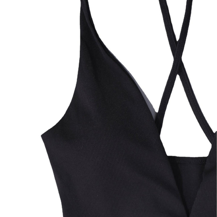 Damen einteiliger Badeanzug mit tiefem V-Ausschnitt und trendigem Rücken-Design