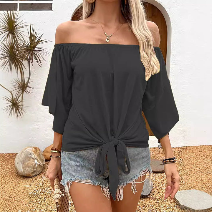 Women's off-shoulder top with stylish knot detail and airy sleeves