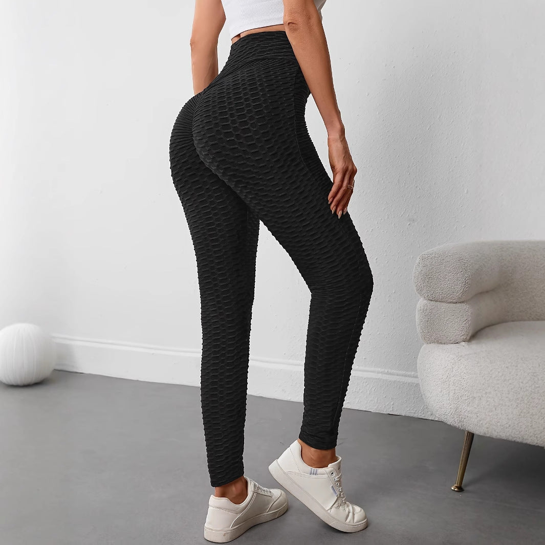 Leggings sportivi da donna a vita alta con superficie strutturata