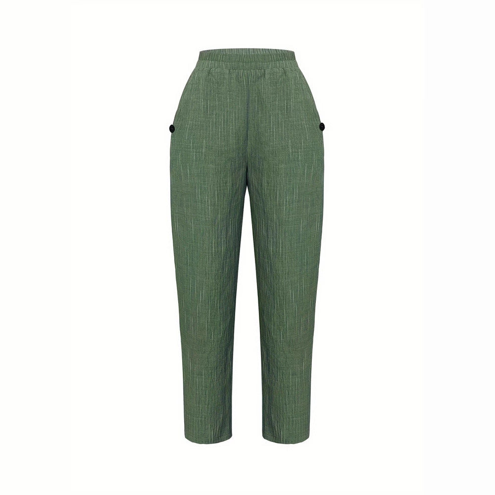 Pantaloni da donna comodi e ariosi in lino con tasche laterali