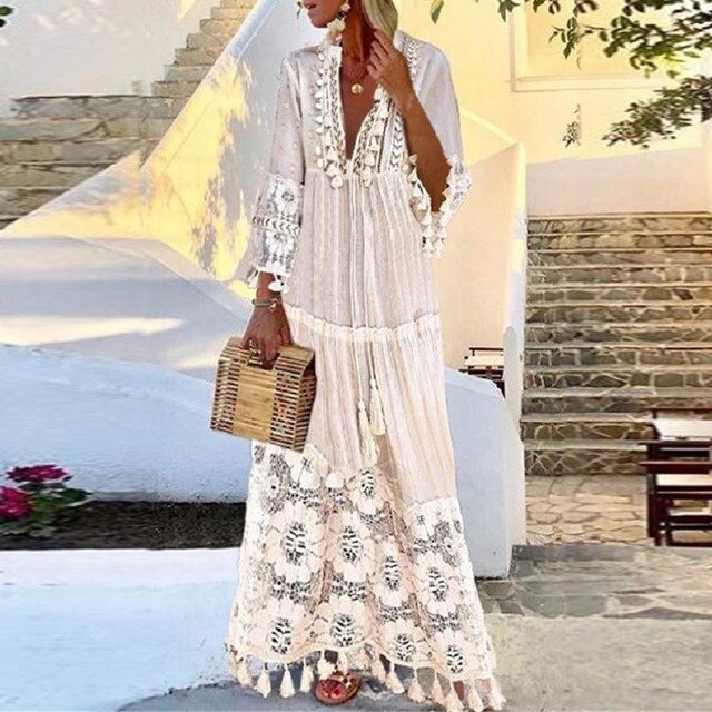ELINA Maxikleid aus Böhmischer Spitze – Elegantes, Feminines Design für den Sommer
