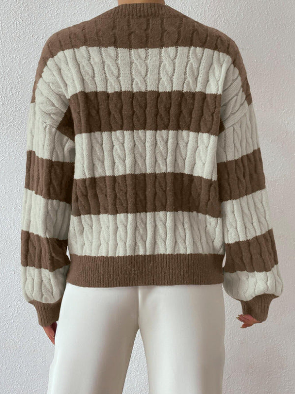 Leota - Pull rayé avec col en V automne/hiver