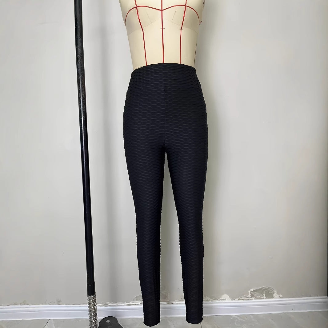 Leggings sportivi da donna a vita alta con superficie strutturata