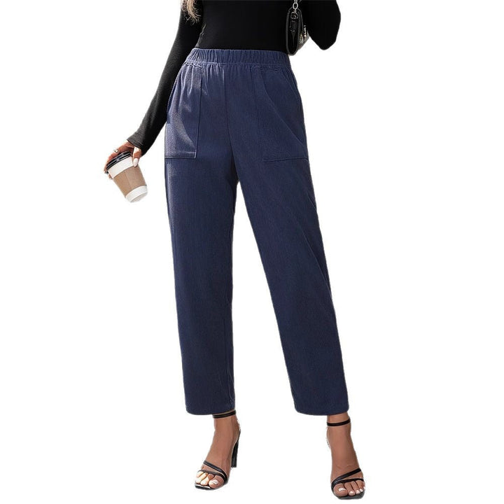 Pantaloni da donna per il tempo libero con vita elastica e tasche pratiche
