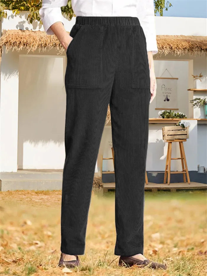 Marion - Pantalon en velours côtelé uni pour femmes