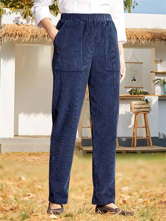Marion - Pantalon en velours côtelé uni pour femmes