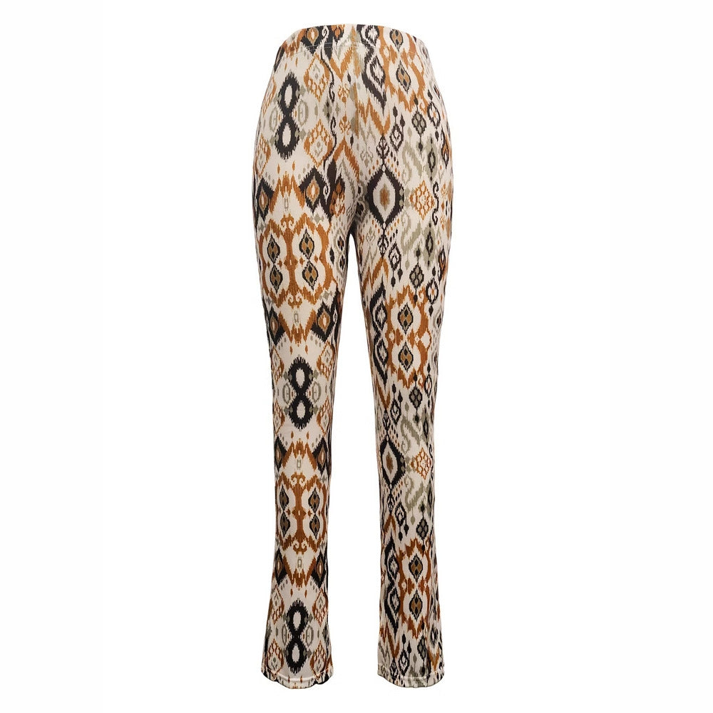 Pantaloni larghi da donna in design etnico alla moda