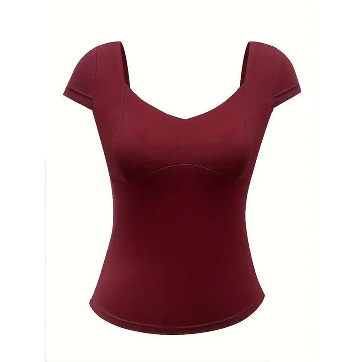 Top elegante con scollo a V in misto cotone – design elegante e aderente per ogni occasione