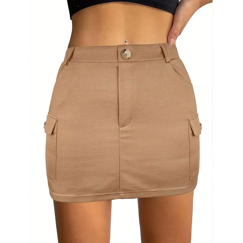 Minigonna cargo da donna con pratiche tasche laterali