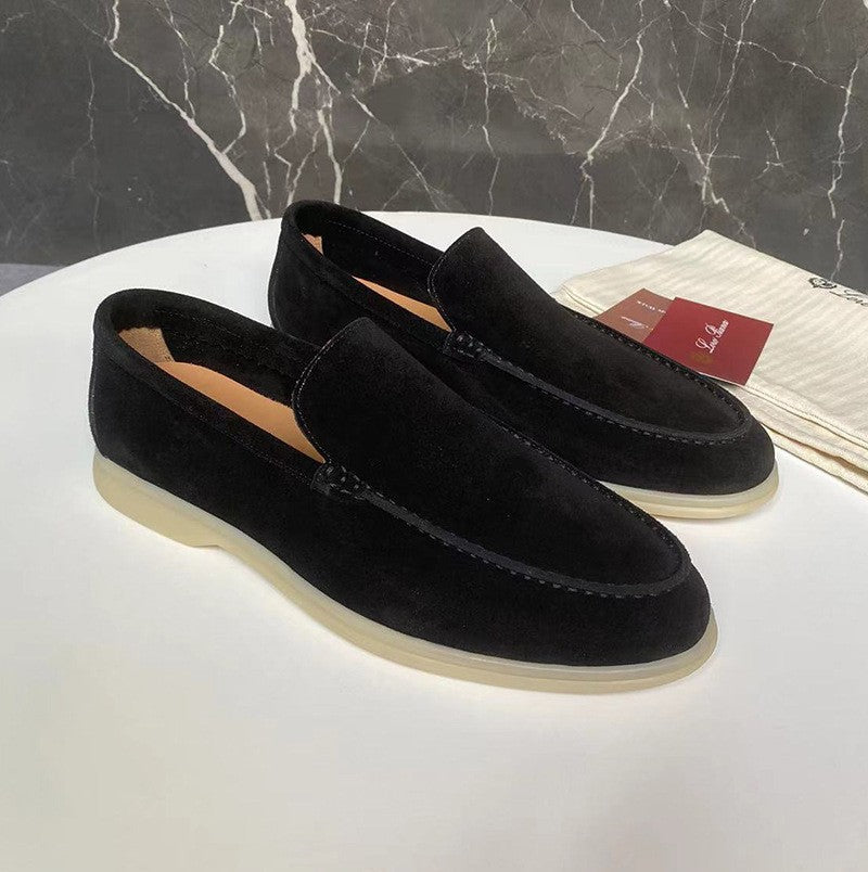 Elegant men's loafers made of suede – Comfortable slip-on casual shoes with non-slip sole