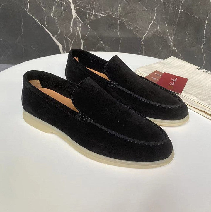 Elegant men's loafers made of suede – Comfortable slip-on casual shoes with non-slip sole