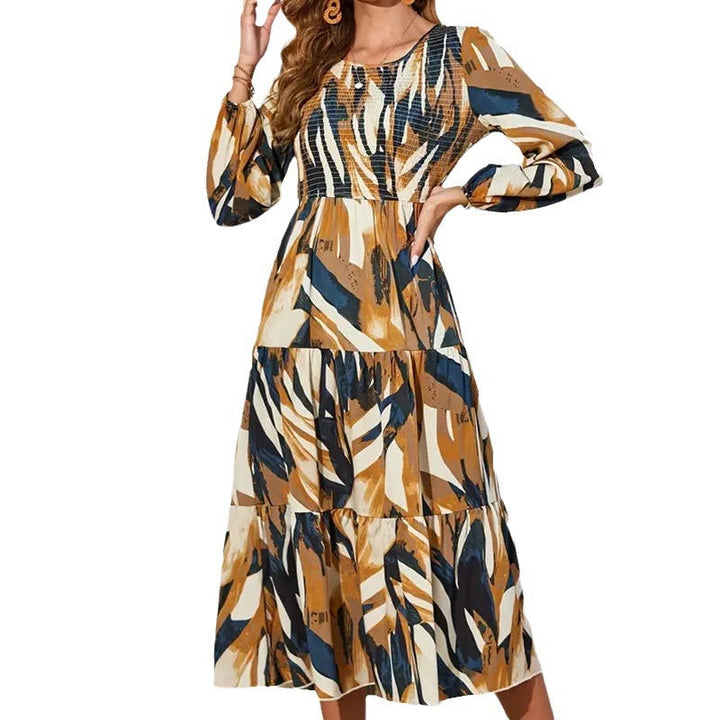 Elegante abito lungo da donna con maniche a volant – Stile elegante e versatile per ogni occasione
