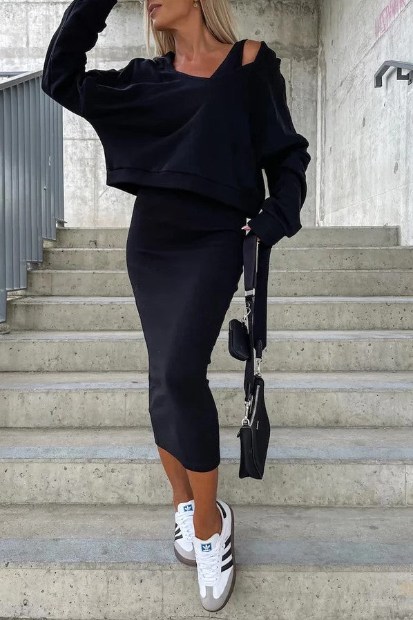 Halcyon - Robe avec pull - Chic/Élégant - Matériau luxueux - Idéal pour l'automne pour femmes