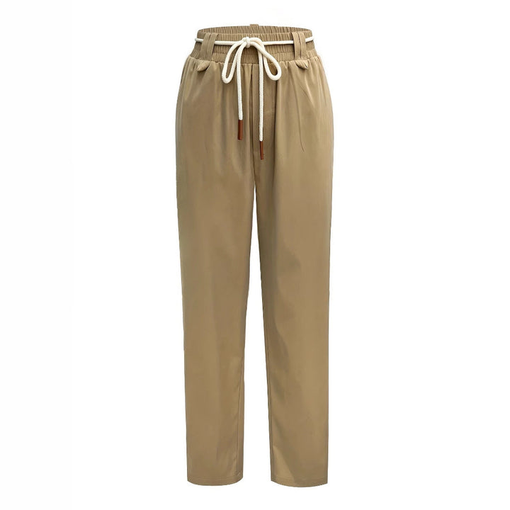 Pantaloni comodi da donna a vita alta con fascia elastica e coulisse